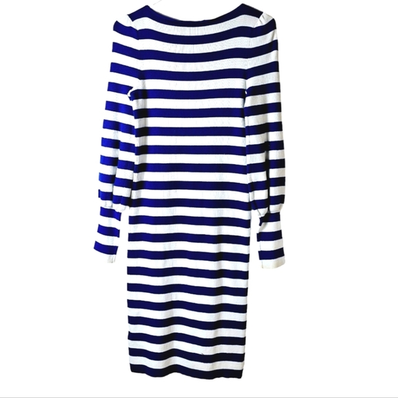 Lauren Ralph Lauren Navy and White Striped Midi Dress - Picture 5 of 7